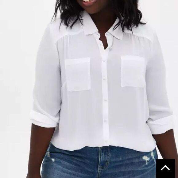 Torrid Madison Georgette Button Up Long Sleeve White Sheer Shirt Women Size 4X - Picture 2 of 16